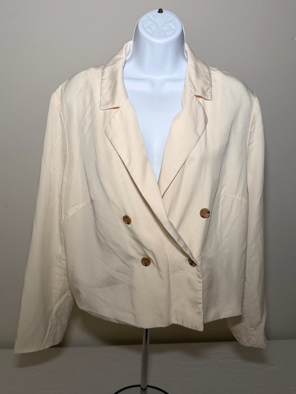 Banana Republic Women’s 16 Cream Cropped Double Breasted Lyocell Work Jacket